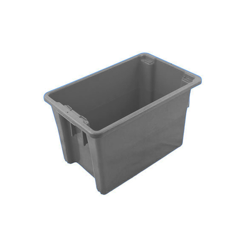 68L Food Grade Plastic Stack & Nest Container - 645 x 413 x 397mm - Grey