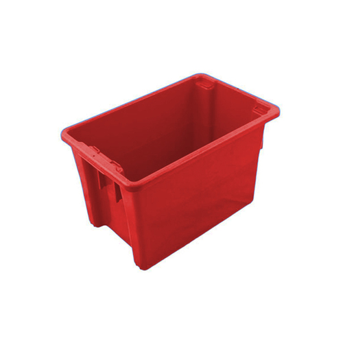 68L Food Grade Plastic Stack & Nest Container - 645 x 413 x 397mm - Red