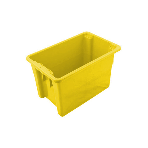 68L Food Grade Plastic Stack & Nest Container - 645 x 413 x 397mm - Yellow
