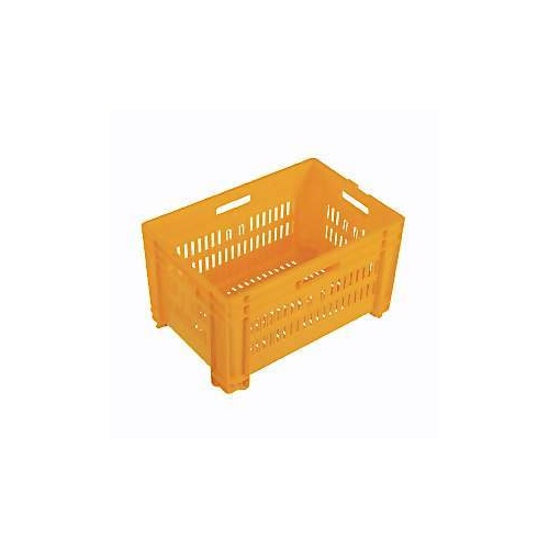 50L Plastic Stacking Produce Crate - 572 x 382 x 318mm - Yellow
