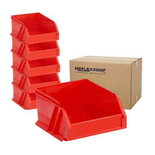 50 Packs - 0.5L Storage Plastic Nally Micro Bin - 100 x 120 x 60mm - Red