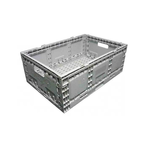 12L Plastic Foldable Stacking Crate - 385 x 289 x 129mm - Grey - Vented