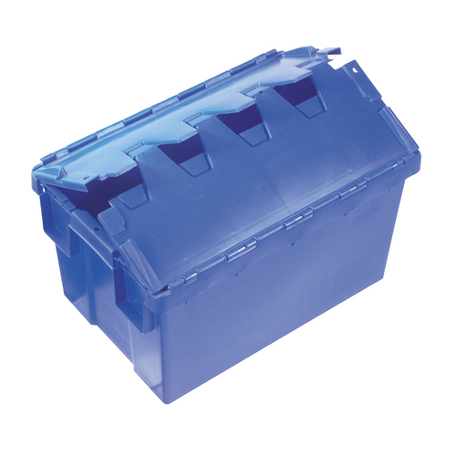 50L Plastic Security Stack & Nest Bin Container - 575 x 380 x 325mm - Blue