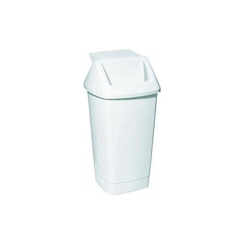 50L Plastic Waste Bin - Swing Lid - White - Australian Made