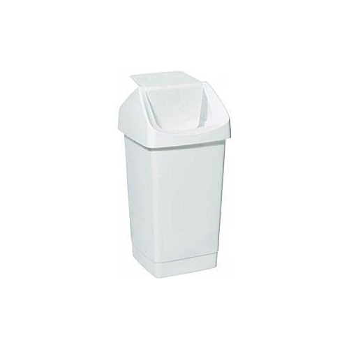 27L Plastic Waste Bin - Swing Lid - White - Australian Made