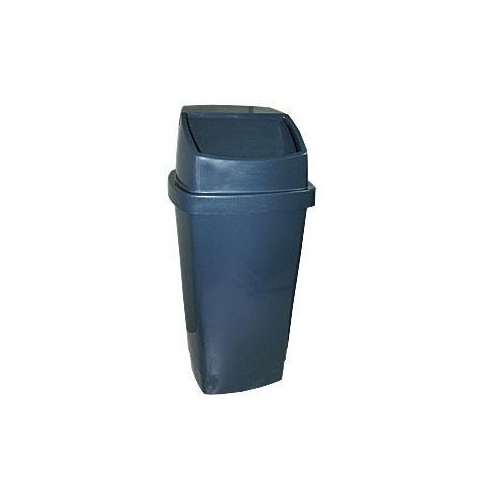 60L Plastic Waste Bin - Swing Lid - Charcoal - Australian Made