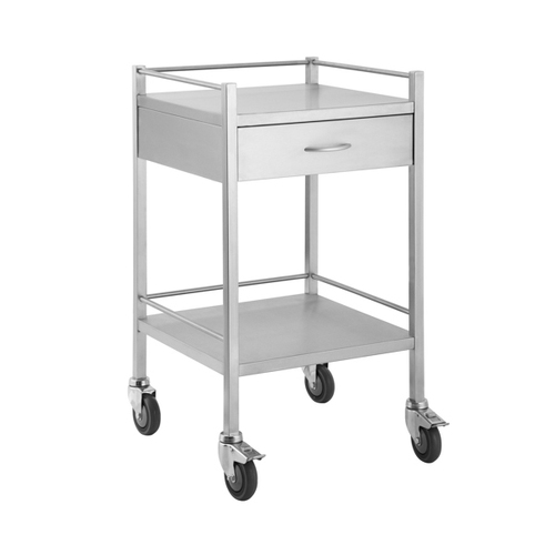 Stainless Trolley with Rails  1 Drawer - 500 x 500 x 900(H)mm
