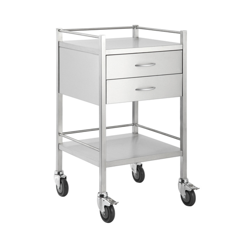 Stainless Trolley with Rails  2 Drawer - 500 x 500 x 900(H)mm