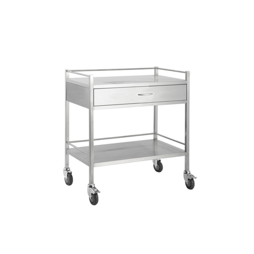 Stainless Trolley with rails- 1 drawer (full width) 800 x 500 x 900(H)mm 