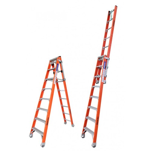 Indalex 8 Steps 150kg Rated Durable Heavy Duty Industrial Step Extension Fibreglass Ladder
