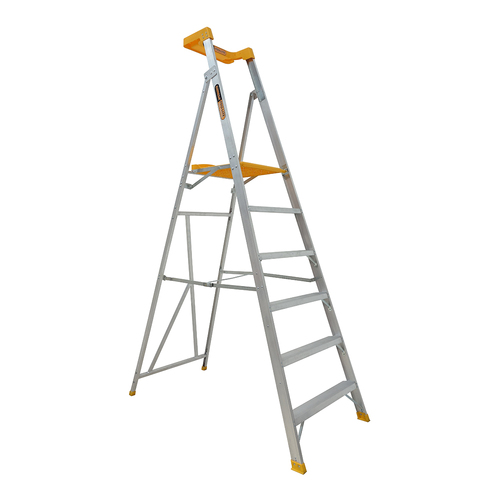 Platform Ladder 150kg Rated 6 Step (1.74m) Pro-Lite Industrial Aluminium