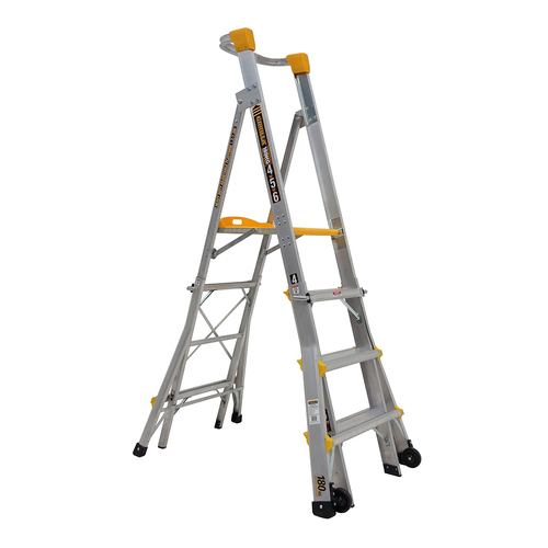 Adjustable Height Platform 180kg Rated Heavy Duty Industrial Aluminium Ladder 1.2m - 1.8m (4ft - 6ft)