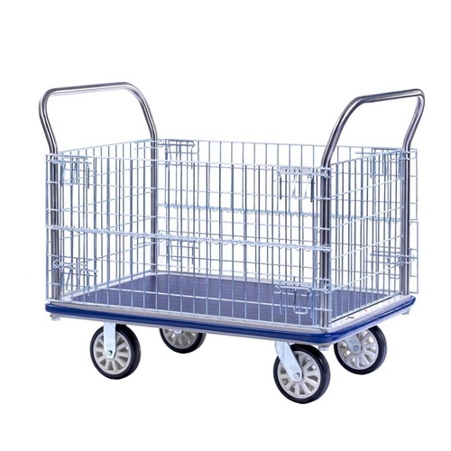150kg Rated Platform Trolley Mesh Sides Vinyl Top 1240 x 790mm 
