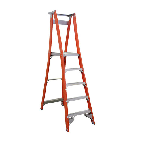 Indalex 5 Steps Pro Fibreglass Platform Ladder - 150kg Rated - 1.5m