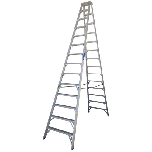 Indalex 14 Steps Pro Aluminium Double Sided Step Ladder - 4.3m - 150kg Rated