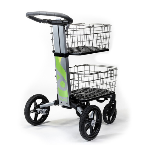 45kg Rated Folding Shopping Office Cart Trolley - Includes Two Baskets - Silver