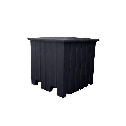 1000L  Plastic Pallet Bin With Lid - 1165 x 1165 x 1100mm - Black