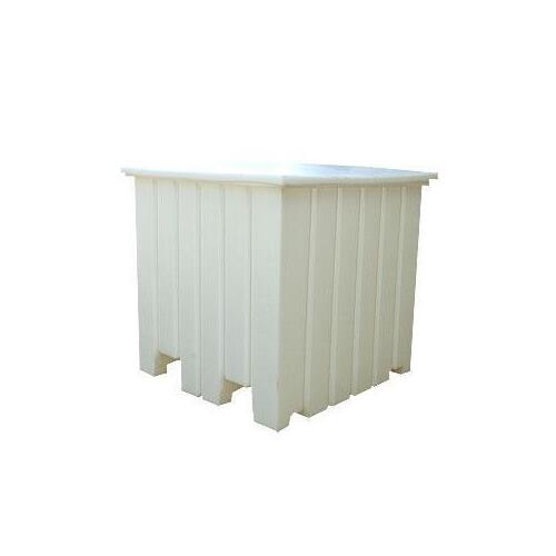 1000L Plastic  Pallet Bin With Lid - 1165 x 1165 x 1100mm - Natural