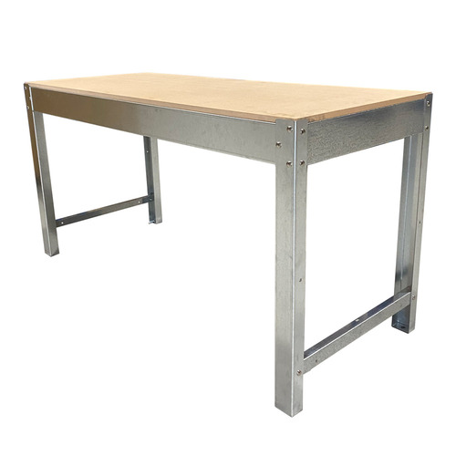 2.4M Workshop Heavy Duty Steel Framed Work Bench - 750mm Width - MDF Top