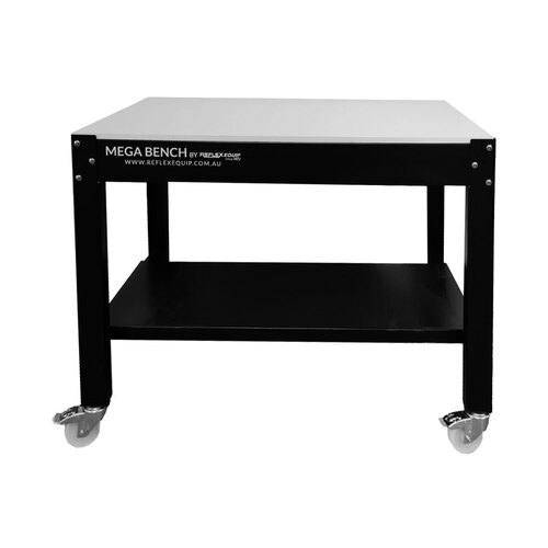 Black Series Workshop Heavy Duty Steel Framed Work Bench - 1200 x 750 x 955mm - Laminate 18mm Top - Castors Included