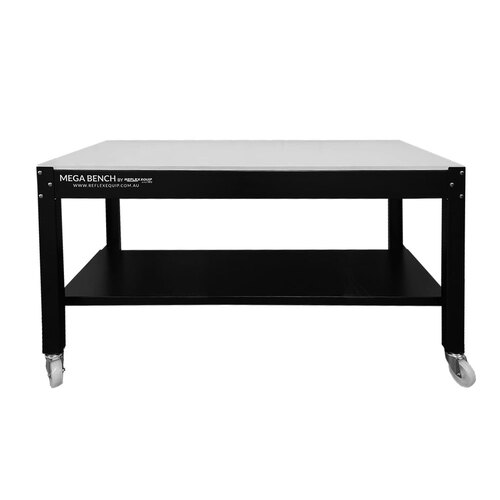 Black Series Workshop Heavy Duty Steel Framed Work Bench - 1800 x 750 x 955mm - Laminate 18mm Top - Castors Included