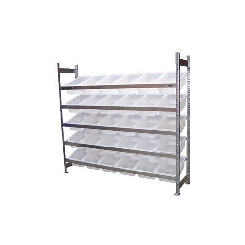 5 Shelves Bin Action Rack With 30 White Plastic Bins (16L)