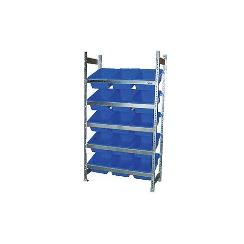 5 Shelves Bin Action Rack With 15 Blue Plastic Bins (16L)