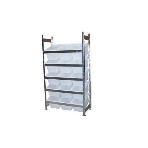 5 Shelves Bin Action Rack With 15 White Plastic Bins (27L)