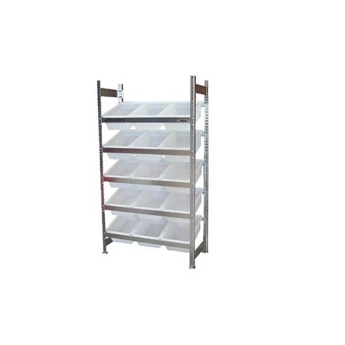 5 Shelves Bin Action Rack With 15 White Plastic Bins (16L)