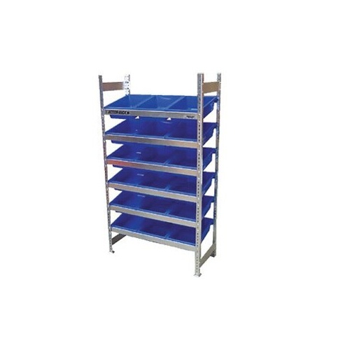 6 Shelves Bin Action Rack With 18 Blue Plastic Bins (13.5L)