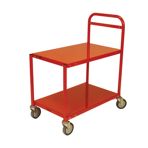200kg Rated Steel 2 Tier Platform Trolley - 810 x 510mm - Orange 