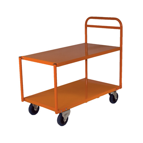 200kg Rated Steel 2 Tier Platform Trolley Medium - 1110 x 610mm - Orange