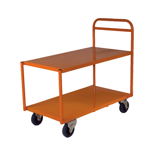 200kg Rated Steel 2 Tier Platform Trolley Medium - 1110 x 710mm - Orange