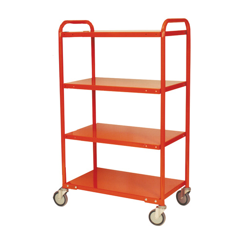 200kg Rated 4 Tier Industrial Steel Trolley Multi Purpose - 810 x 510mm - Orange