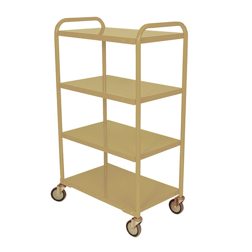 200kg Rated 4 Tier Industrial Steel Trolley Multi Purpose - 810 x 510mm - Beige 