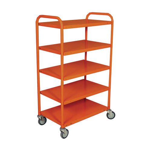 200kg Rated Steel 5 Tier Trolley 810 x 510mm - Orange 