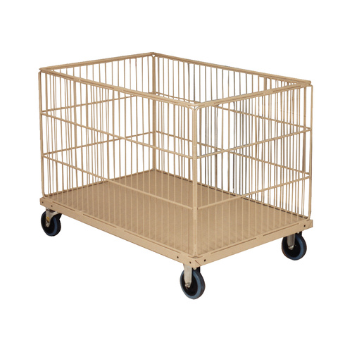 200kg Rated Platform Trolley Steel Multi Purpose With Mesh Side - 810 x 510mm - Beige