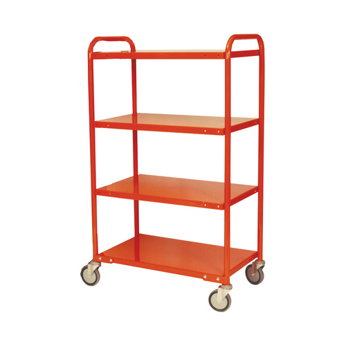 200kg Rated 4 Tier Industrial Steel Trolley - 1110 x 510mm - Orange