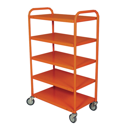 200kg Rated 4 Tier Industrial Steel Trolley - 1110 x 610mm - Orange