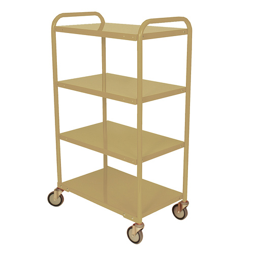 200kg Rated 4 Tier Industrial Steel Trolley - 1110 x 710mm - Beige
