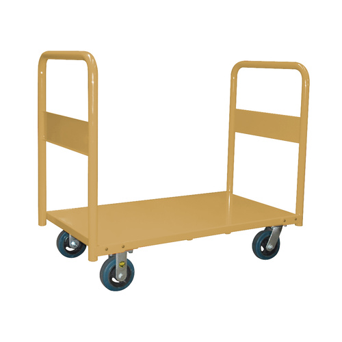 450kg Rated Steel Heavy Duty Platform Trolley - 2 Handle 4 Wheel - 810 x 510 x 1040mm - Beige