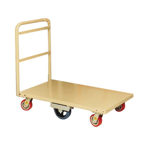 450kg Rated Steel Heavy Duty Platform Trolley - 1 Handle 6 Wheel - 1110 x 510 x 995mm - Beige 