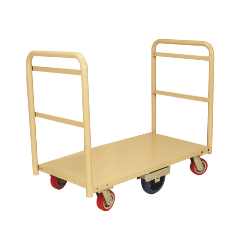 450kg Rated Steel Heavy Duty Platform Trolley - 2 Handle 6 Wheel - 1110 x 510 x 995mm - Beige 