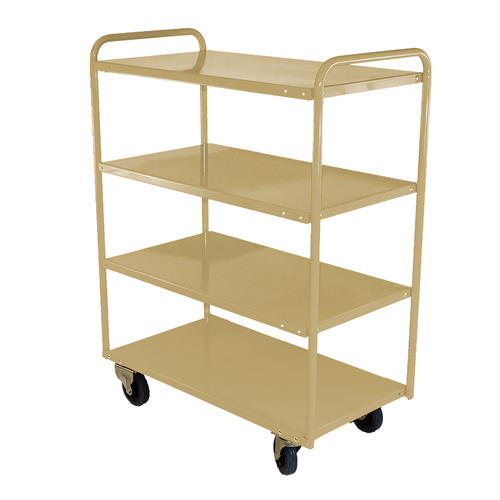 200kg Rated 4 Tier Industrial Steel Trolley - 1110 x 510mm - Beige 
