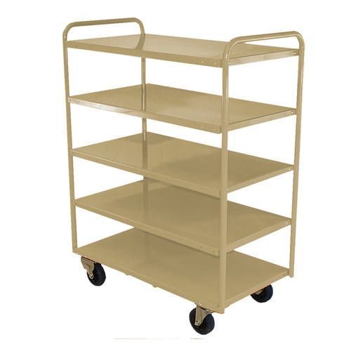 200kg Rated 5 Tier Industrial Steel Trolley - 1110 x 510mm - Beige