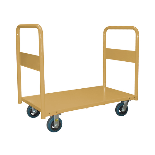 450kg Rated Steel Heavy Duty Platform Trolley - 2 Handle 4 Wheel - 1710 x 710 x 1051mm - Beige 