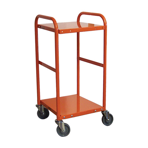 200kg Rated Steel 2 Tier Platform Trolley - 510 x 510mm - Orange 