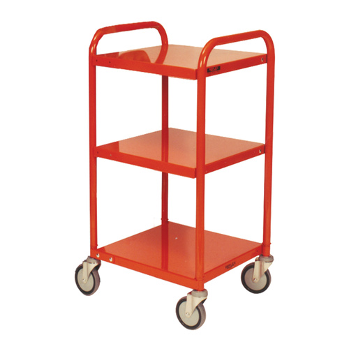 200kg Rated Steel 3 Tier Platform Trolley - 510 x 510mm-Orange