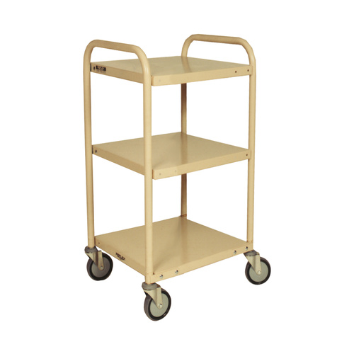 200kg Rated Steel 3 Tier Platform Trolley - 510 x 510mm - Beige 