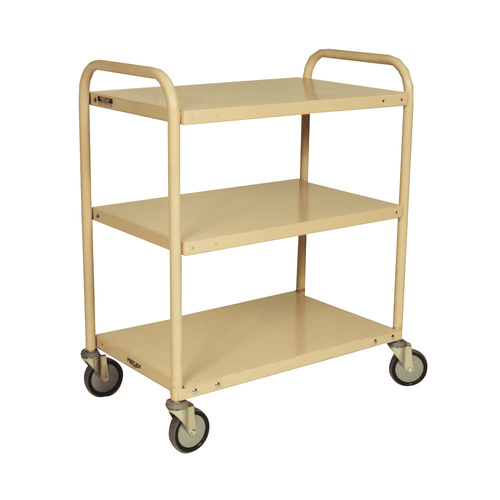 200kg Rated Steel 3 Tier Platform Trolley - 810 x 510mm - Beige 